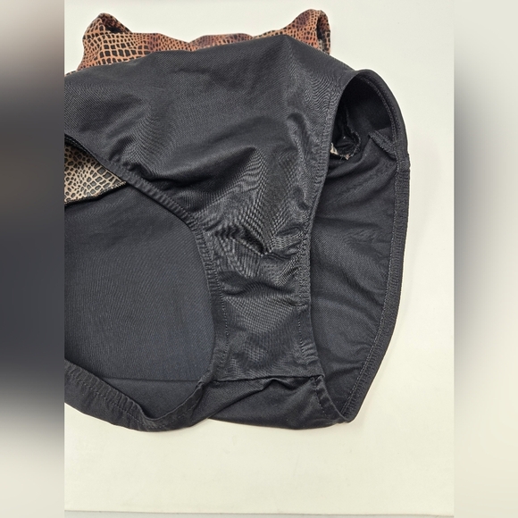 MIRACLESUIT ONE PIECE BATHING SUIT SWIMWEAR BLACK BROWN CHEETAH PRINT WOMEN 12 - Picture 8 of 14